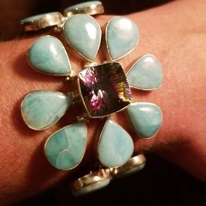 Larimer and Rainbow quartz bracelet